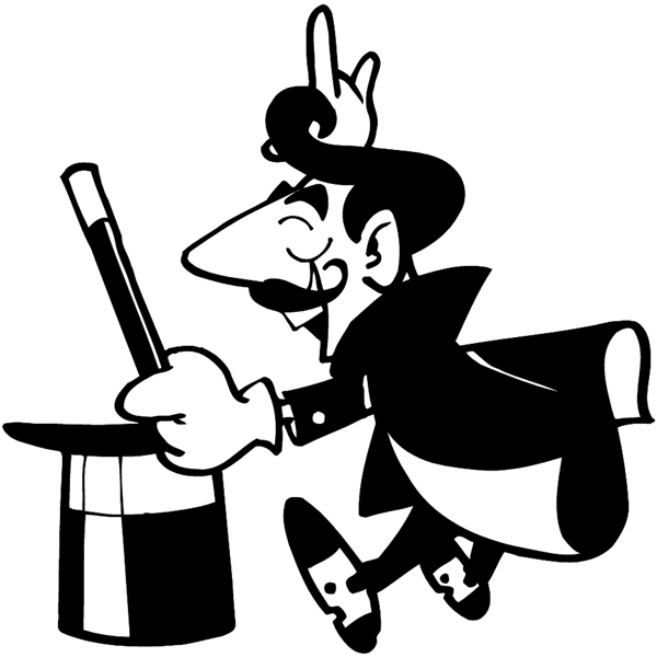 Magician with hat and wand vinyl sticker. Customize on line. Entertainment And Circus 033-0186